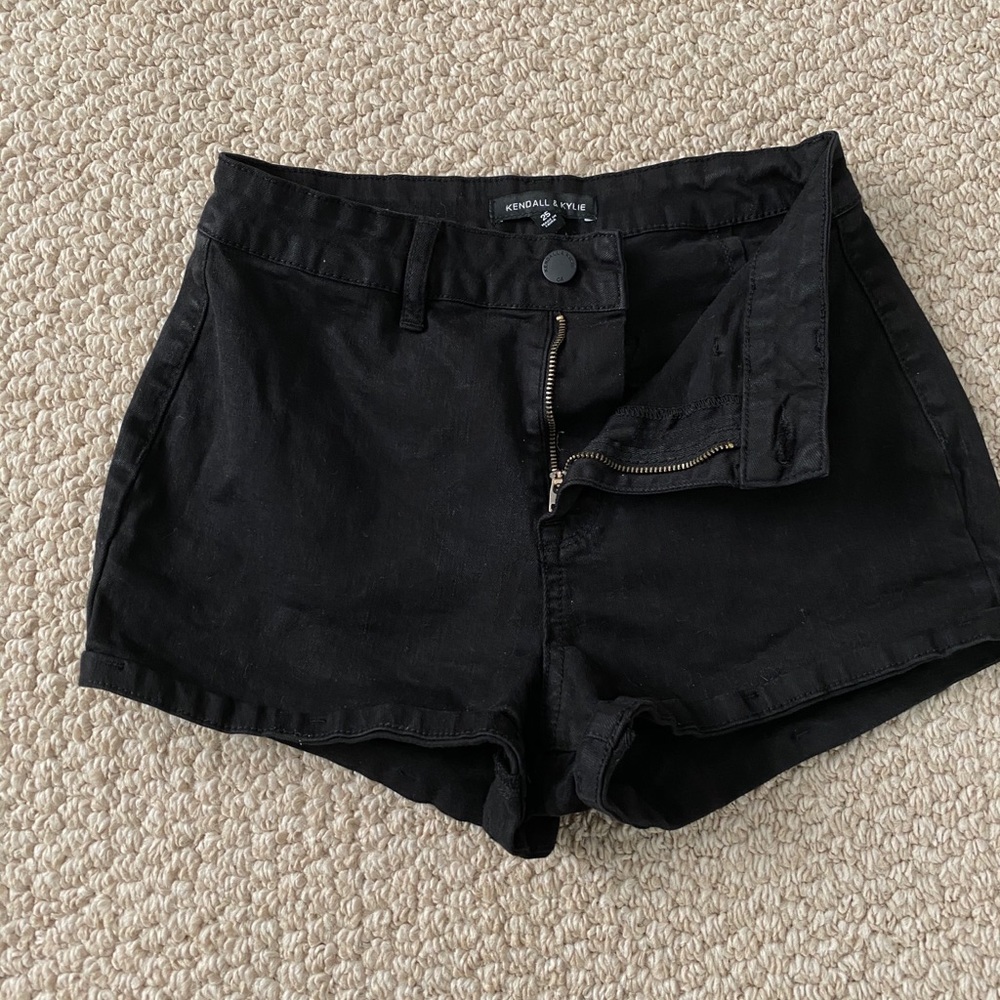 Kendall & Kylie High-Wasted Black Jean Shorts